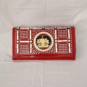 Betty Boop Red Rhinestone Studded Wallet Clutch